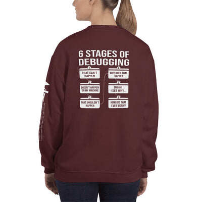 6 Stages of Debugging - Unisex Sweatshirt (back print)