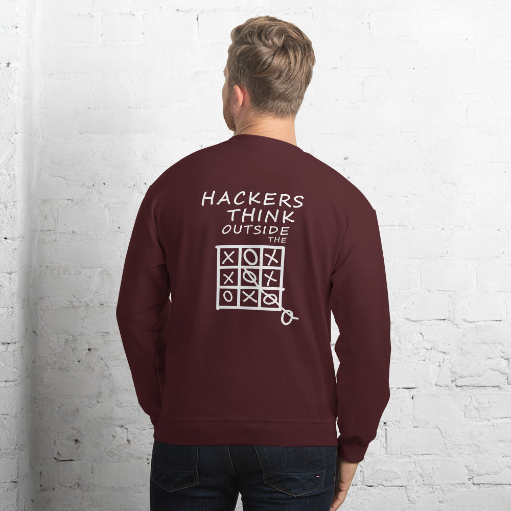 Hackers think outside the box - Unisex Sweatshirt (white text)