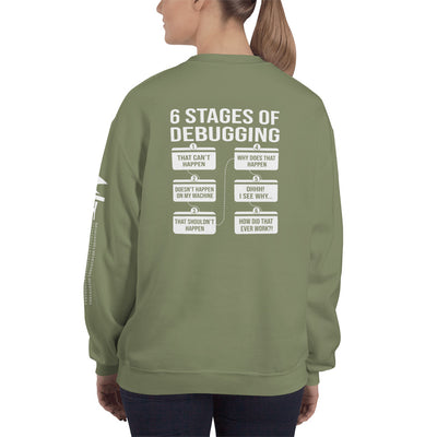 6 Stages of Debugging - Unisex Sweatshirt (back print)