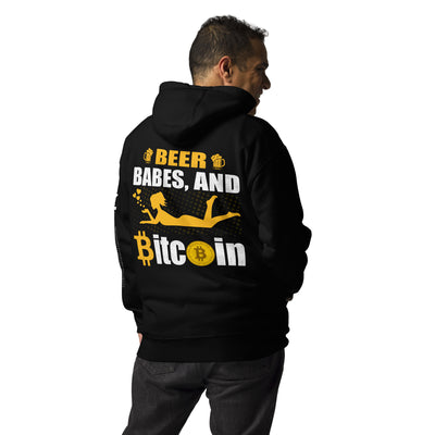 Beer, Babe and Bitcoin Unisex Hoodie ( Back Print )