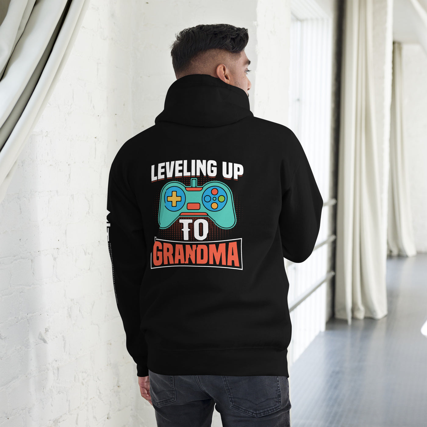Leveling up to Grandma Unisex Hoodie ( Back Print )
