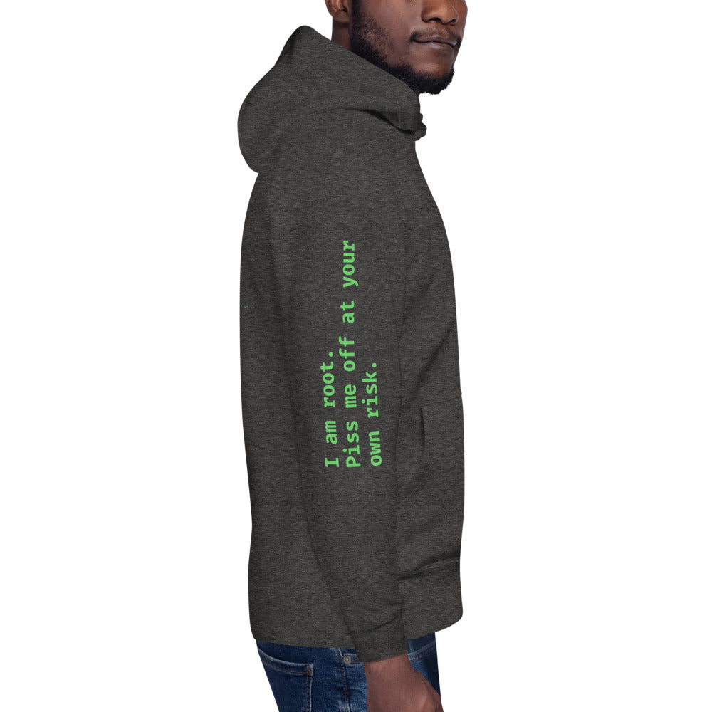 I am root. Piss me off at your own risk - Unisex Hoodie (back print)