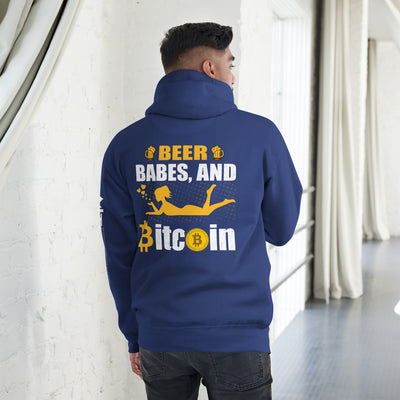Beer, Babe and Bitcoin Unisex Hoodie ( Back Print )