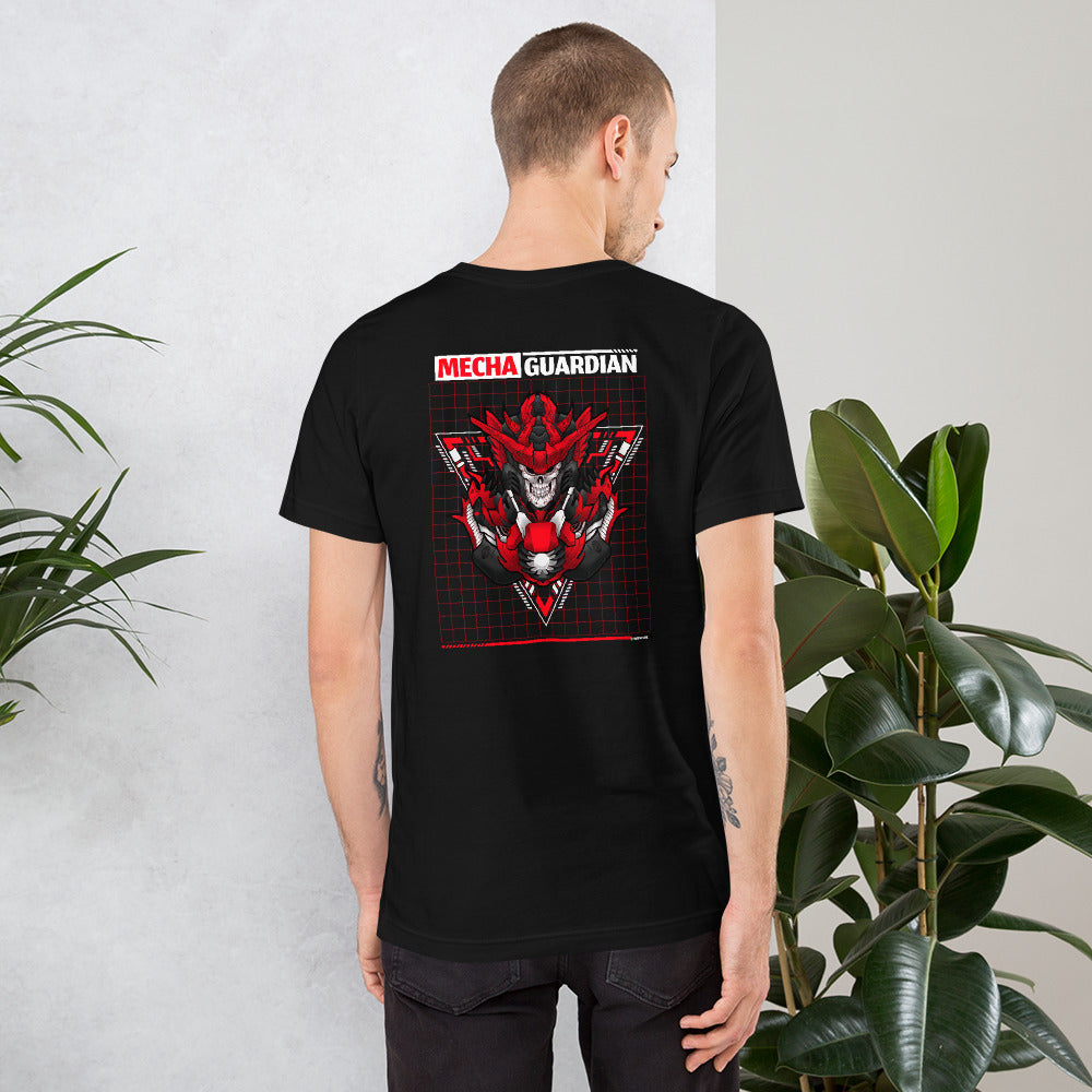 Red Mecha Guardian - Short-Sleeve Unisex T-Shirt (back print)