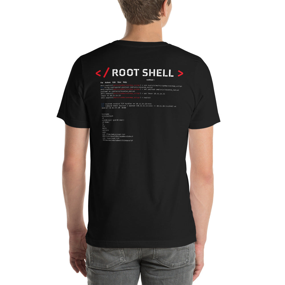 root shell - Short-Sleeve Unisex T-Shirt (back print)