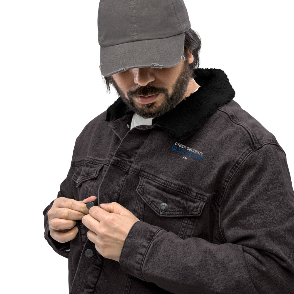 Cybersecurity Blue Team v4 - Unisex denim sherpa jacket