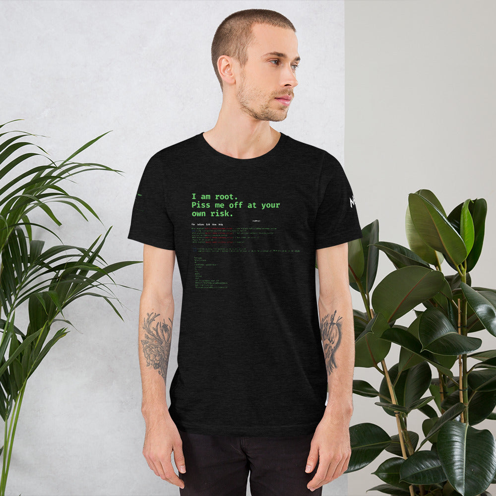 I am root. Piss me off at your own risk -Short-Sleeve Unisex T-Shirt (green)