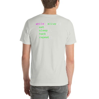 Eat sleep hack repeat - Unisex t-shirt (back print)