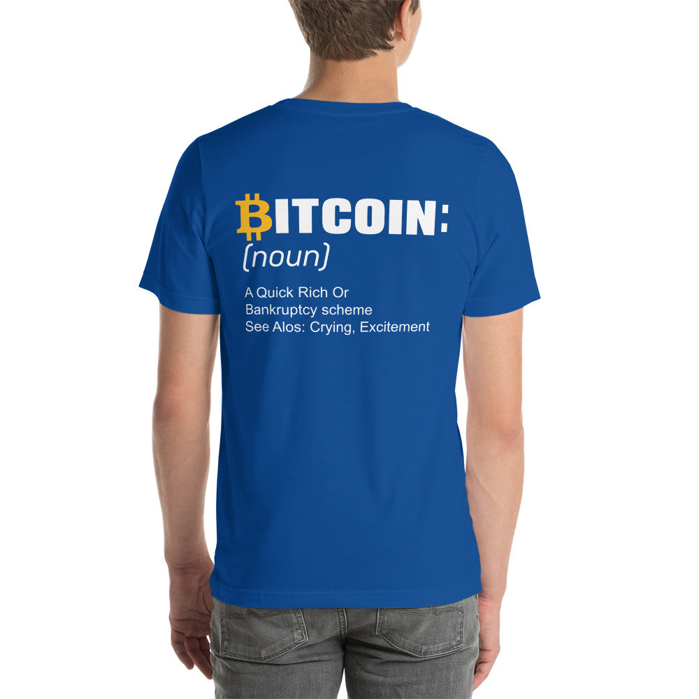 Bitcoin definition ( Yellow Cap B ) - Unisex t-shirt ( Back Print )
