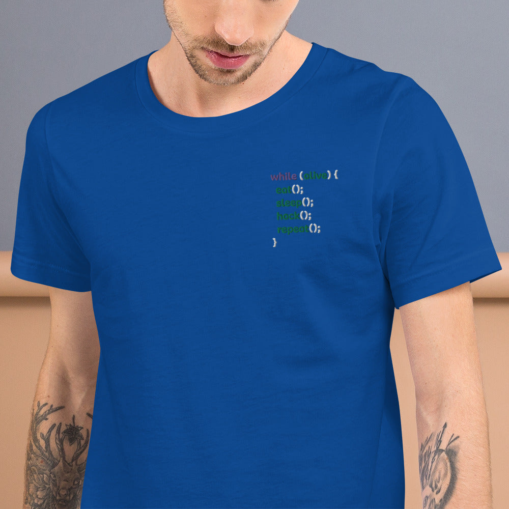Eat sleep hack repeat - Unisex t-shirt (embroidered)