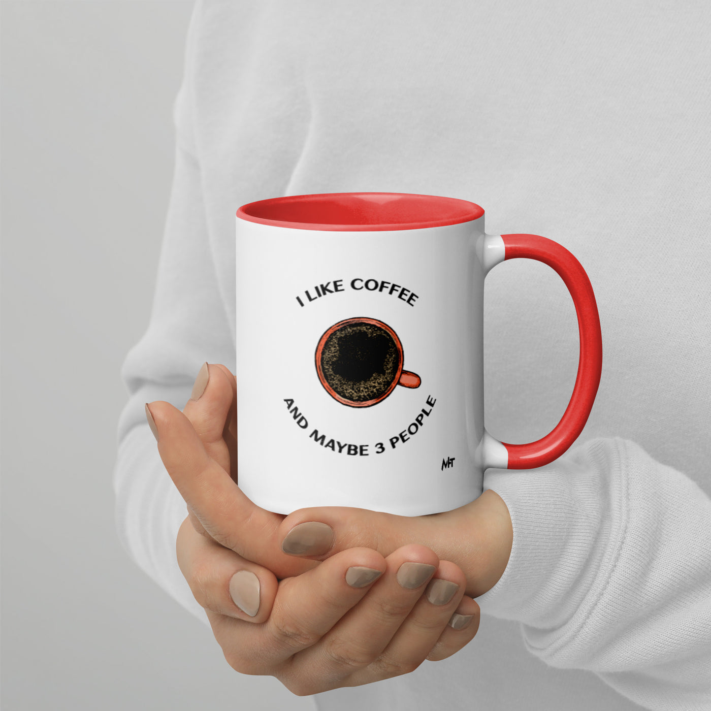 I like Coffee and maybe 3 people - Mug with Color Inside