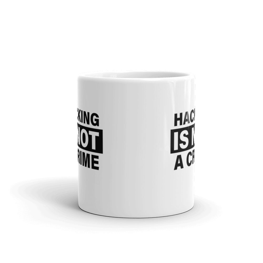 Hacking is not a crime - White glossy mug