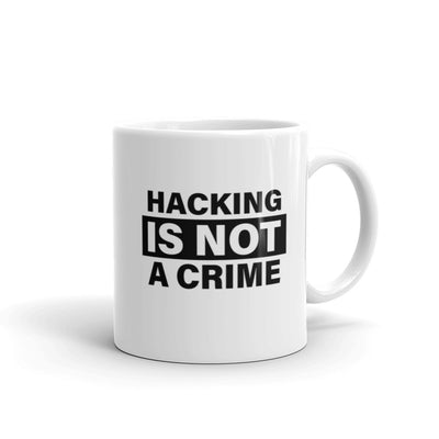 Hacking is not a crime - White glossy mug