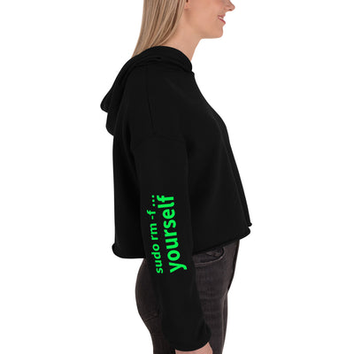 sudo rm -f yourself - Crop Hoodie (all sides print)
